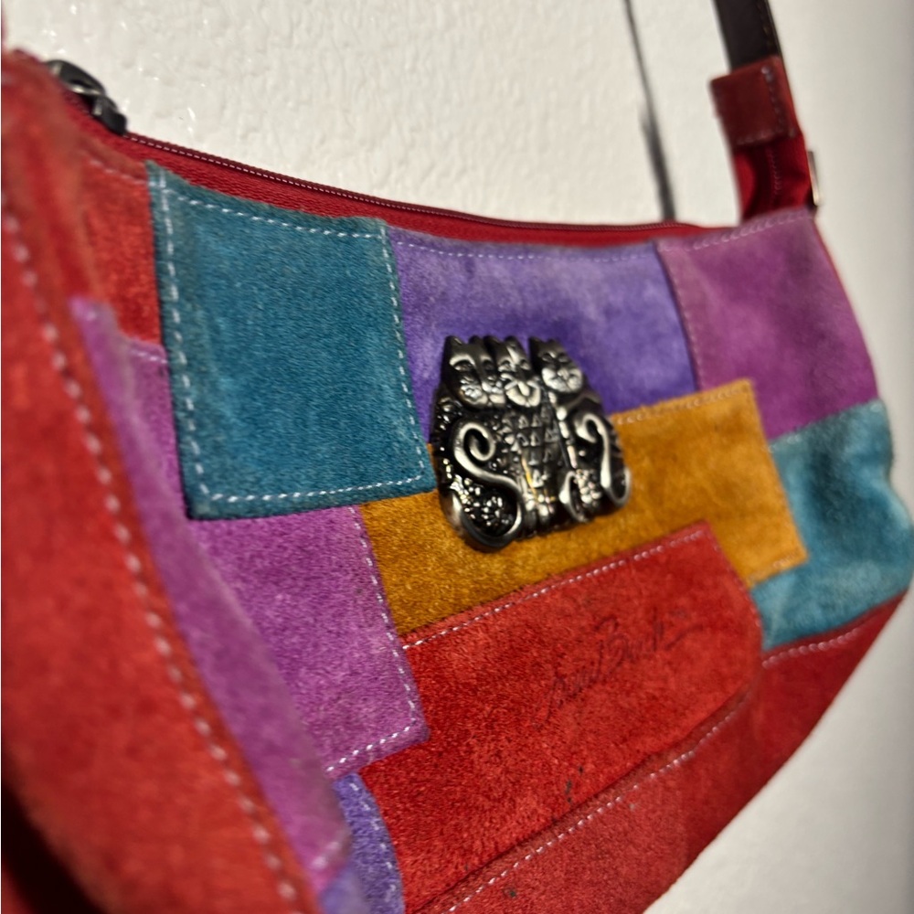 Laurel Burch Vibrant Red and Purple Shoulder Bag